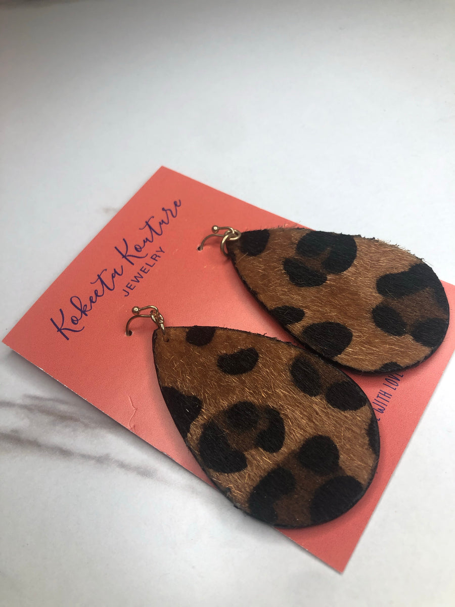 Leopard sales drop earrings